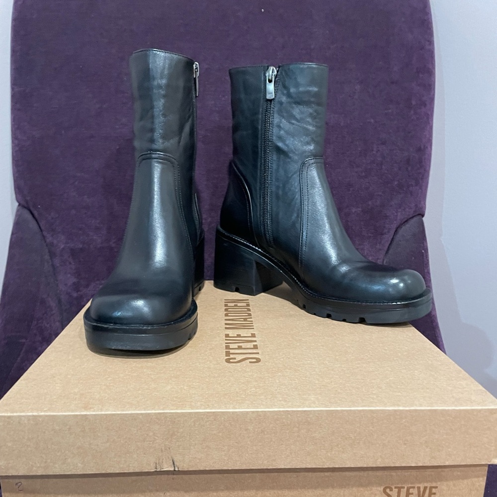 Steve Madden Naya Black Leather nwt